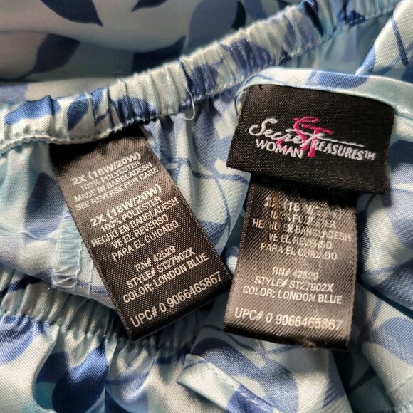 Secret Treasures Woman Pajamas Set 2X Plus Size London Blue Adjustable Straps - Picture 7 of 7